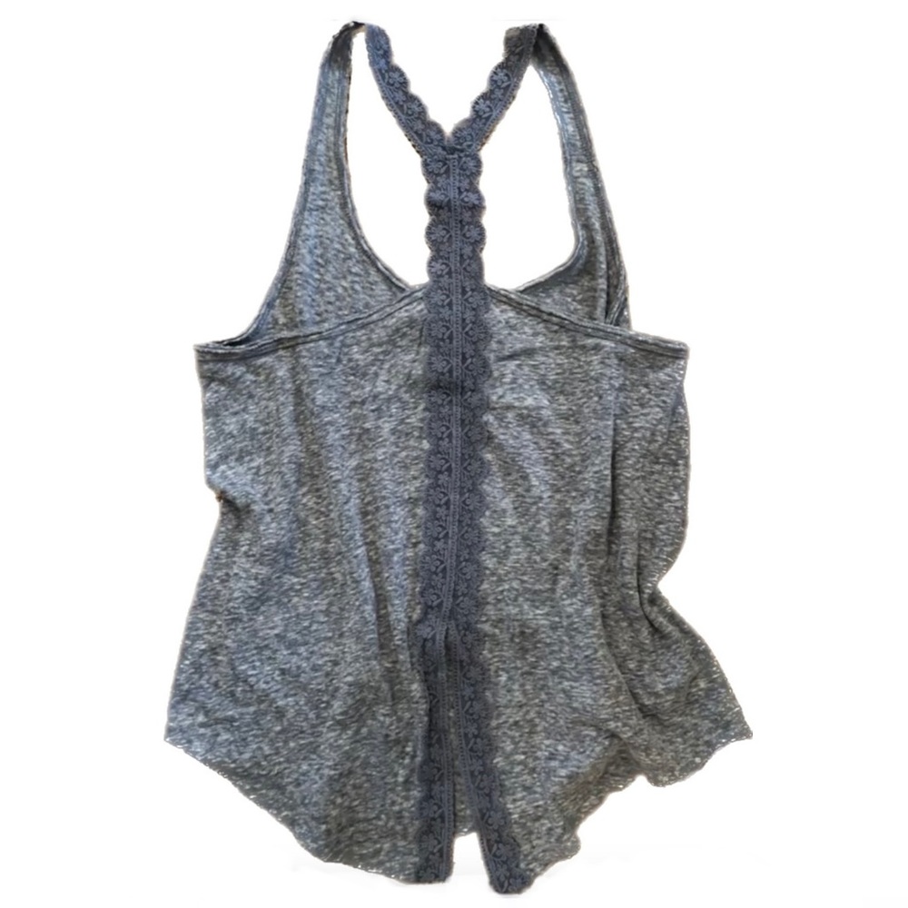 Abercrombie & Fitch blue heathered t-strap lace back tank S